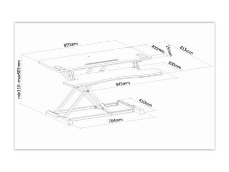 NSWS300BLACK sitstand workstation 11  51 cm